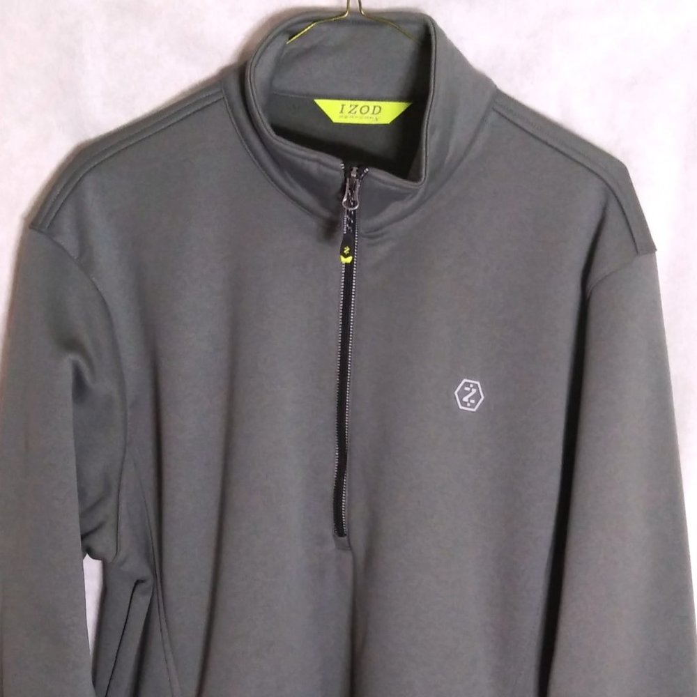 Gray IZOD "Perform X" Quarter Zip Fleece- Medium - Wind Resistant & Thermal